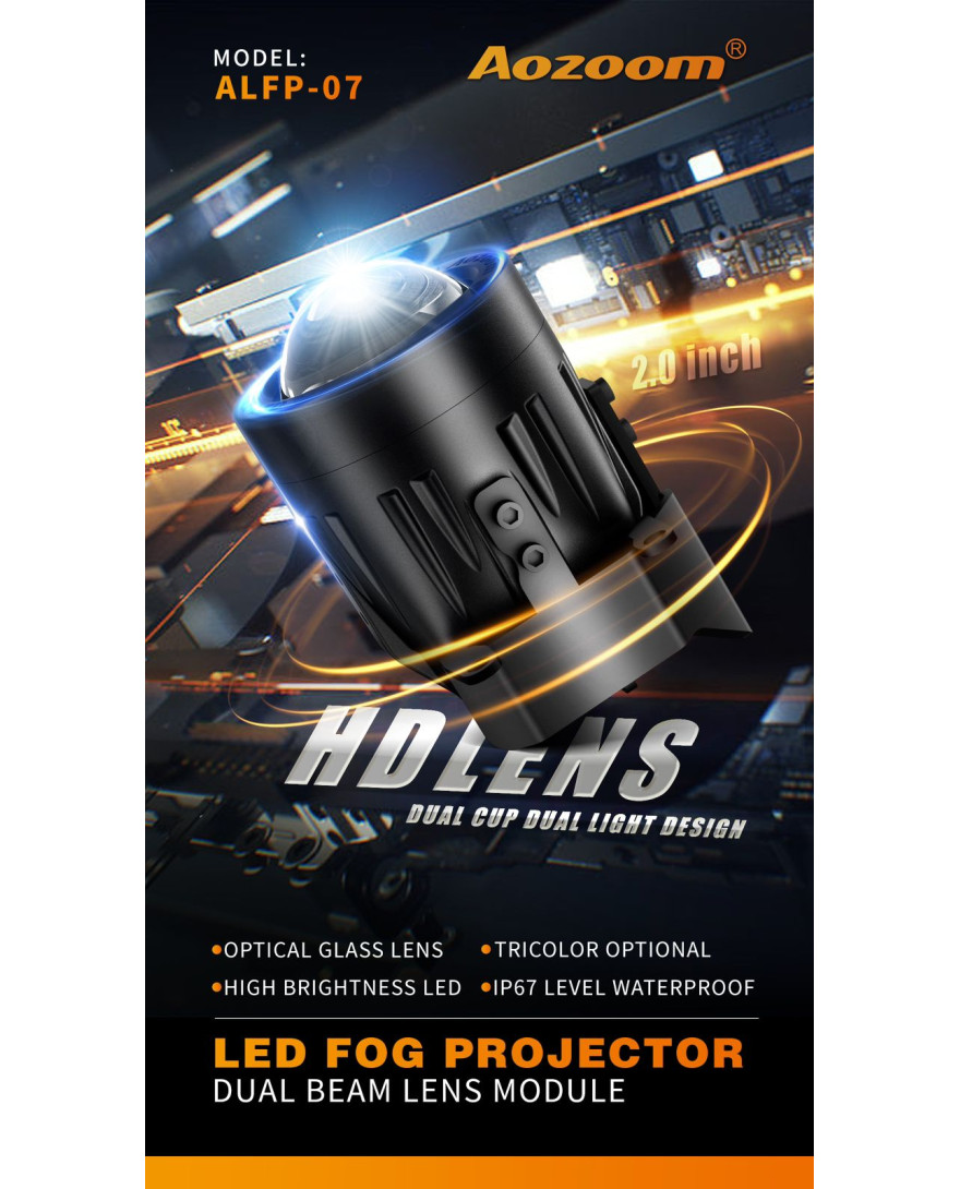 Aozoom 2.0 Inch Fog LED Projector Lens Kit | FLP 2030 | Plug N Play Socket | Suitable for Almost Cars with 2 inch Bumper Portion